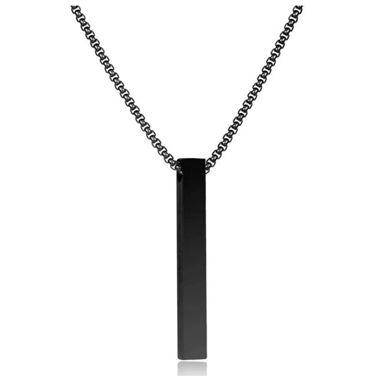 Bootsy Black Bar Pendant Chain Necklace for Men | Durable Stainless Steel | Men's Black Jewellery Accessories | Gift for Husband, Boys, Birthdays Bootsy