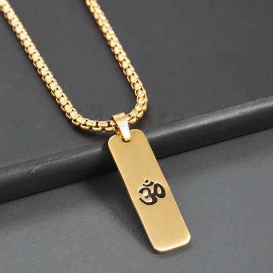 Om Matte Finish Necklace for Men – 18K Gold Plated, Anti-Tarnish (24 Inch)