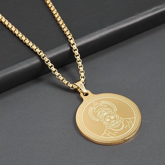 Hanuman 18K Gold Plated Pendant Chain for Men | 24 Inch Anti-Tarnish Necklace