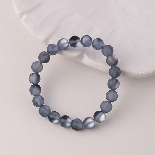 Bootsy Grey Matte Mystic Aura Unisex Bracelet | Natural Grey Moonstone Bracelet for Men & Women | Original Healing Crystal Stone | Matte Titanium Round Beads | Spiritual Energy Jewelry | Birthday Gift Bootsy