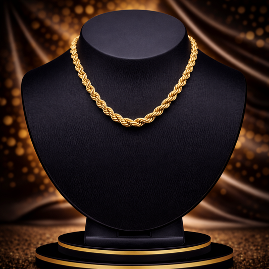 Gold Plated Rope Chain for Men (21.5 Inch) – Anti-Tarnish Stylish Necklace